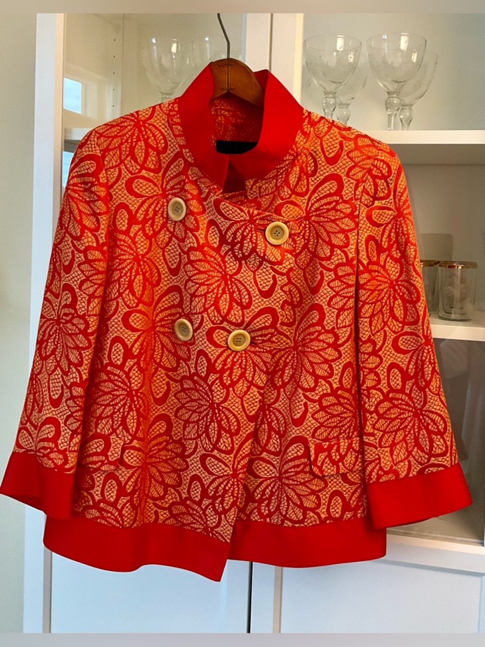 Talbots Collection Red & Gold Brocade Jacket – Size 8